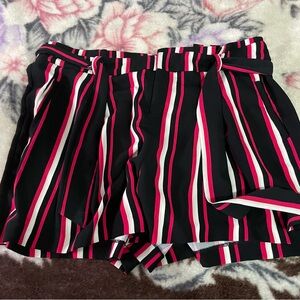 Torrid Black and Pink Striped High Waist Shorts